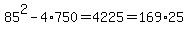 85%5E2-4%2A750=4225=169%2A25