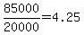 85000%2F20000=4.25