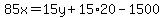 85x=15y%2B15%2A20-1500