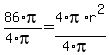 86%2Api%2F%284%2Api%29=4%2Api%2Ar%5E2%2F%284%2Api%29