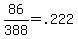 86%2F388+=+.222