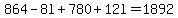 864+-+8l+%2B+780+%2B+12l+=+1892