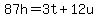 87h=3t%2B12u