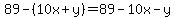 89-%2810x%2By%29=89-10x-y
