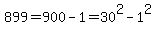899+=+900-1+=+30%5E2+-+1%5E2