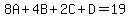 8A+%2B4B%2B2C%2BD=19