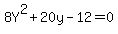 8Y%5E2+%2B+20y++-12+=+0