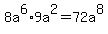 8a%5E6%2A9a%5E2=72a%5E8
