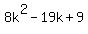 8k%5E2+-+19k+%2B+9