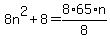 8n%5E2%2B8=8%2A65%2An%2F8