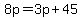 8p=3p%2B45
