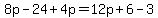 8p-24%2B4p=12p%2B6-3