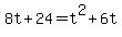 8t%2B24=t%5E2%2B6t