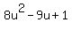 8u%5E2-9u%2B1