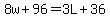 8w%2B96=3L%2B36