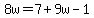 8w=7%2B9w-1