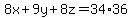 8x%2B9y%2B8z=34%2A36