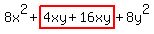 8x%5E2%2Bhighlight%284xy%2B16xy%29%2B8y%5E2