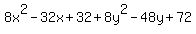8x%5E2-32x%2B32%2B8y%5E2-48y%2B72%29