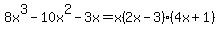 8x%5E3-10x%5E2-3x=x%282x-3%29%284x%2B1%29