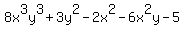 8x%5E3y%5E3%2B3y%5E2-2x%5E2-6x%5E2y-5