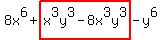 8x%5E6%2Bhighlight%28x%5E3y%5E3-8x%5E3y%5E3%29-y%5E6