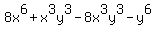 8x%5E6%2Bx%5E3y%5E3-8x%5E3y%5E3-y%5E6