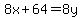 8x+%2B+64=+8y