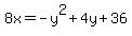 8x+=+-+y%5E2+%2B+4y+%2B+36