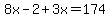 8x-2%2B3x=174
