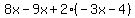 8x-9x%2B2%2A%28-3x-4%29
