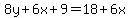 8y%2B6x%2B9=18%2B6x