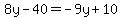 8y-40=-9y%2B10