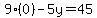 9%280%29-5y=45