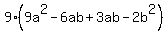 9%289a%5E2-6ab%2B3ab-2b%5E2%29