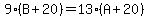 9%28B%2B20%29=13%28A%2B20%29