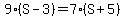 9%28S-3%29+=+7%28S%2B5%29