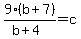 9%28b%2B7%29%2F%28b%2B4%29=c
