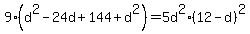 9%28d%5E2+-+24d+%2B+144+%2B+d%5E2%29+=+5d%5E2%2A%2812-d%29%5E2