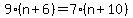 9%28n%2B6%29=7%28n%2B10%29