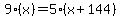 9%28x%29=5%28x%2B144%29