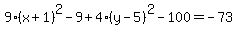 9%28x%2B1%29%5E2-9%2B4%28y-5%29%5E2-100=-73
