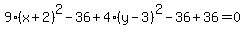9%28x%2B2%29%5E2-36%2B4%28y-3%29%5E2-36%2B36=0