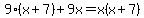 9%28x%2B7%29%2B9x=x%28x%2B7%29