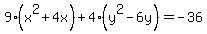 9%28x%5E2%2B4x%29%2B4%28y%5E2-6y%29=-36