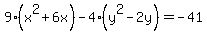 9%28x%5E2%2B6x%29-4%28y%5E2-2y%29=-41