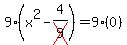 9%28x%5E2-4%2Fcross%289%29%29=9%280%29