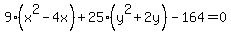 9%28x%5E2-4x%29%2B25%28y%5E2%2B2y%29-164=0