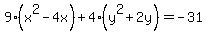 9%28x%5E2-4x%29%2B4%28y%5E2%2B2y%29=-31