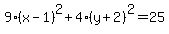 9%28x-1%29%5E2%2B4%28y%2B2%29%5E2=25